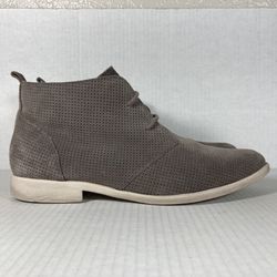 Born Bazau Size 10 Women Boots Gray White Perforated Suede Leather Chukka Bootie