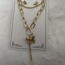 Butterfly Earrings & Necklace Set 