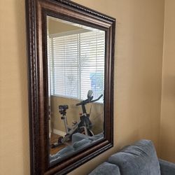 Large Decorative Wall Mirror – Dark Wood Frame