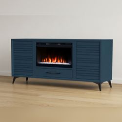 Realcozy Malibu 64” Fireplace TV Stand, New, Denim Blue - New - Aloma, FL
