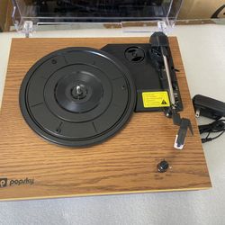 Record Player, Vintage Turntable 3-Speed Bluetooth Record Player with Speaker, Portable LP Vinyl Player, RCA Jack, Natural Wood