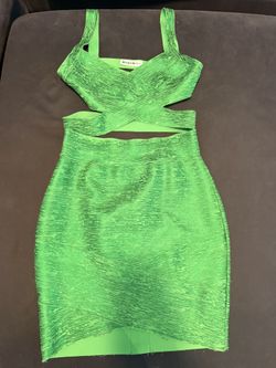Bright Green Women Mini Skirt and Crop Top