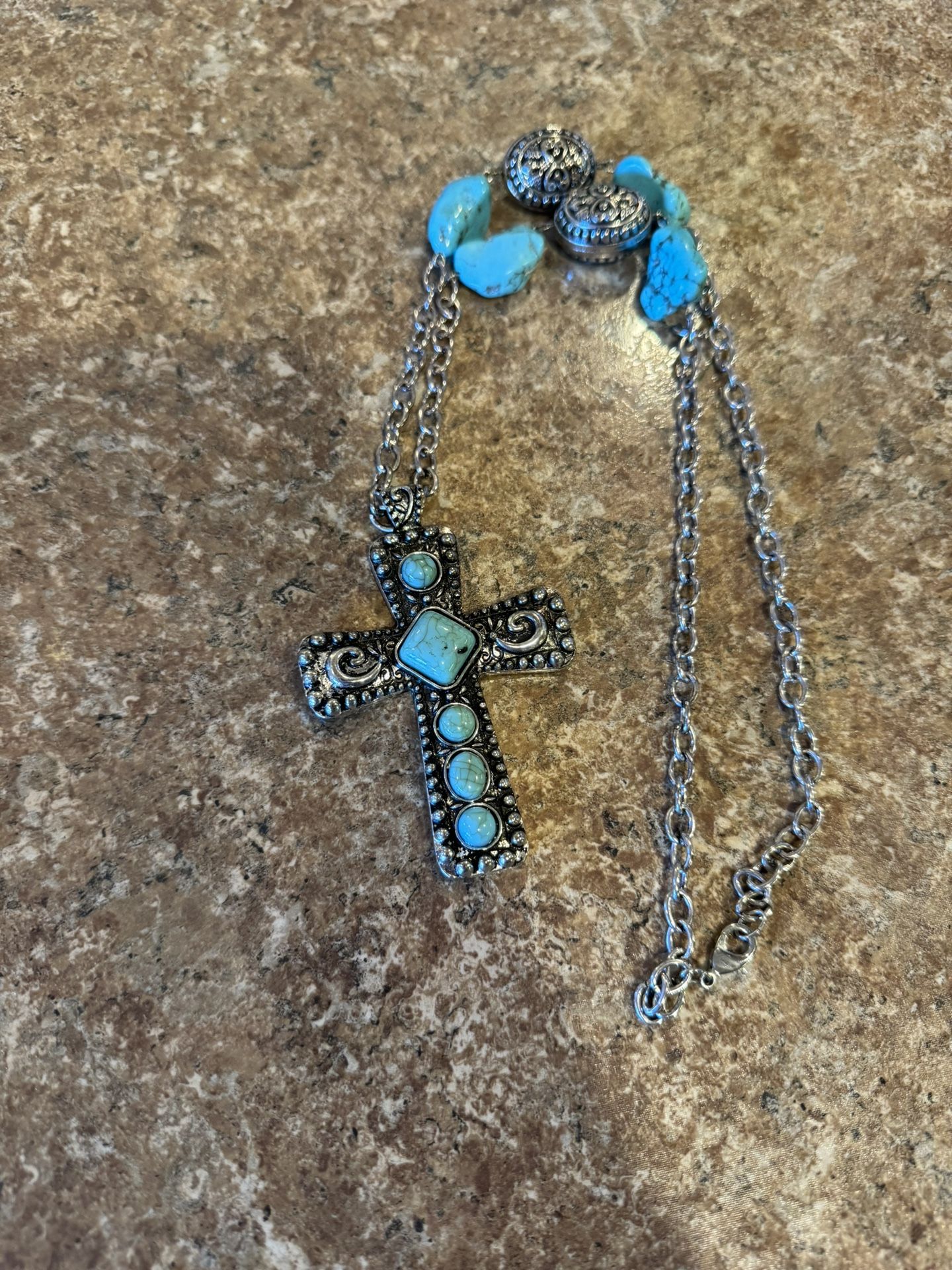 Women’s Western Turquoise Cross Necklace Shipping Available