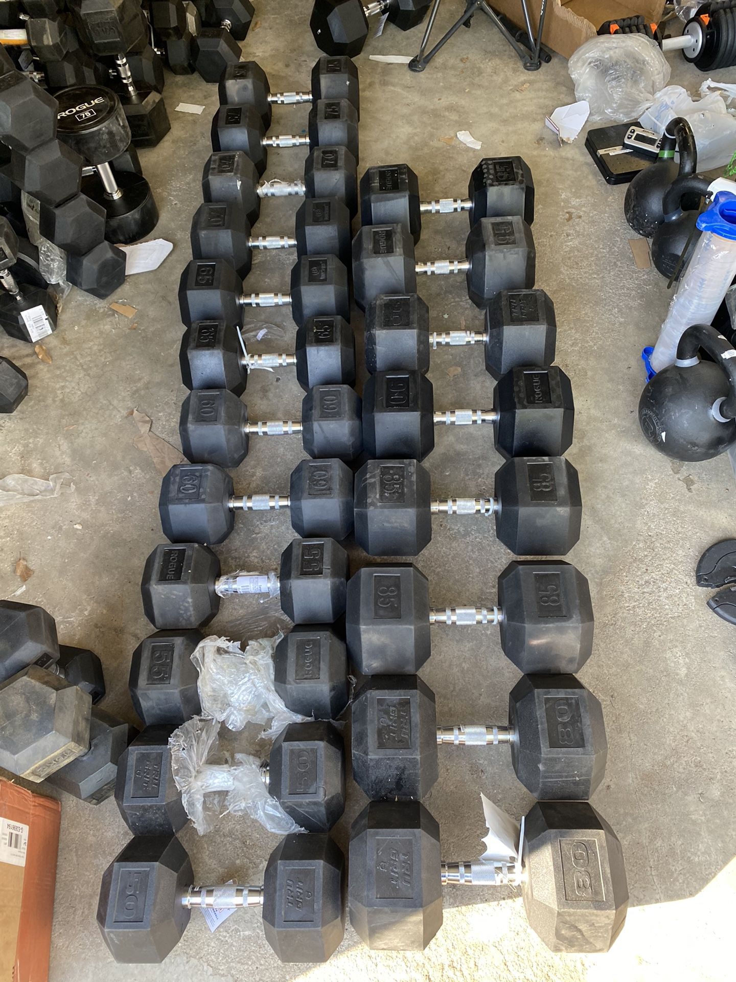 50-95lb Rubber Hex Dumbbell Set 1,450lbs Total