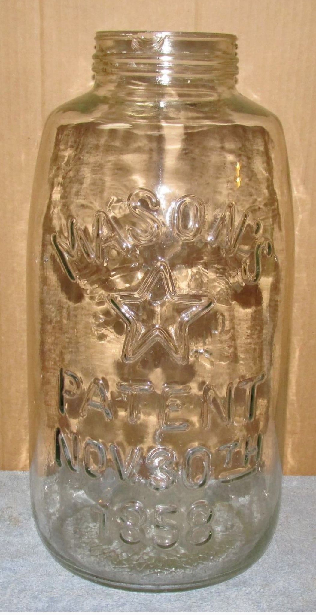Vintage 5 Gallon Mason Jar Single Star Eagle Patent November 30th 1858