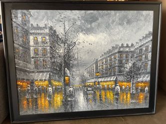 Amazing Wall Art Oil Painting on canvas ( Paris Street view )