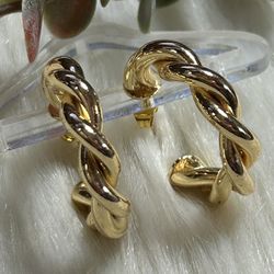 Chic Gold Twisted Hoop gold tone Earrings