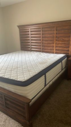 Bed and mattress (clean but has iron press burn stain)