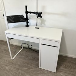 IKEA Micke Desk W/ Monitor And Laptop Arm 