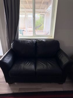 Black Leather Loveseat Sofa