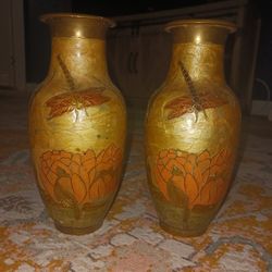 2 Vases Dragonflies. India 