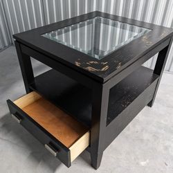 End Table With Drawer And Glass Top