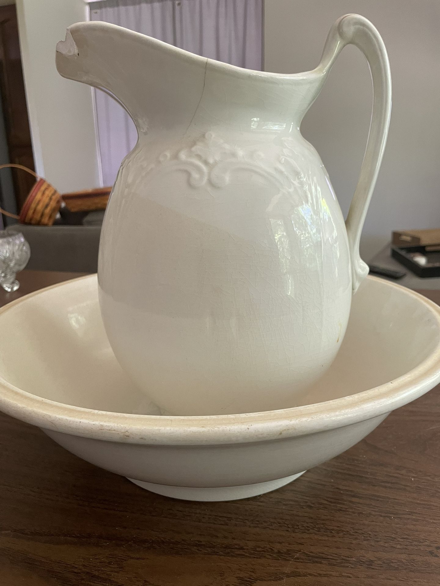 Antique Washing Bowl & Pitcher