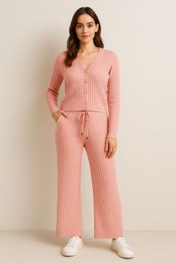 Blush Cable-Knit Lounge Set