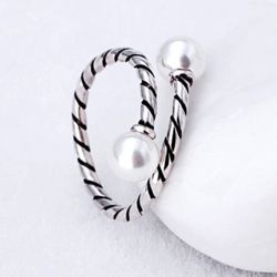 Double Pearl Ring 925 sterling Silver