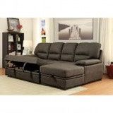 New Sectional With Pullout Bed.  Brown Or Grey Nubuck.  113x65x40H.  Free Delivery!