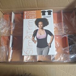 Slim & Trim Neoprene Slimming Hourglass T-Shirt XL Jet Black (Case of 12, New in Box)