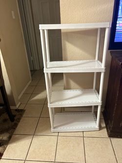 White Plastic 4-Tier Storage Shelf Unit