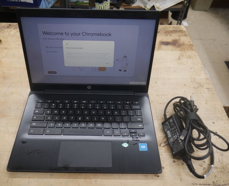 HP Chromebook 14 G7 With Charger used tested. tested. in a good working order.