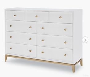 Legacy Classic Chelsea 9-Drawer Bureau Dresser (White & Gold)