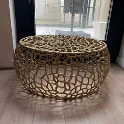 Gold Sculptural Coffee Table – Modern Organic / CB2 RH Style