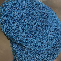 12 Pcs blue, round, woven placemats, $10