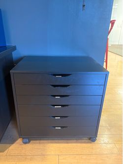 IKEA ALEX Black 6-Drawer Rolling Storage Cabinet