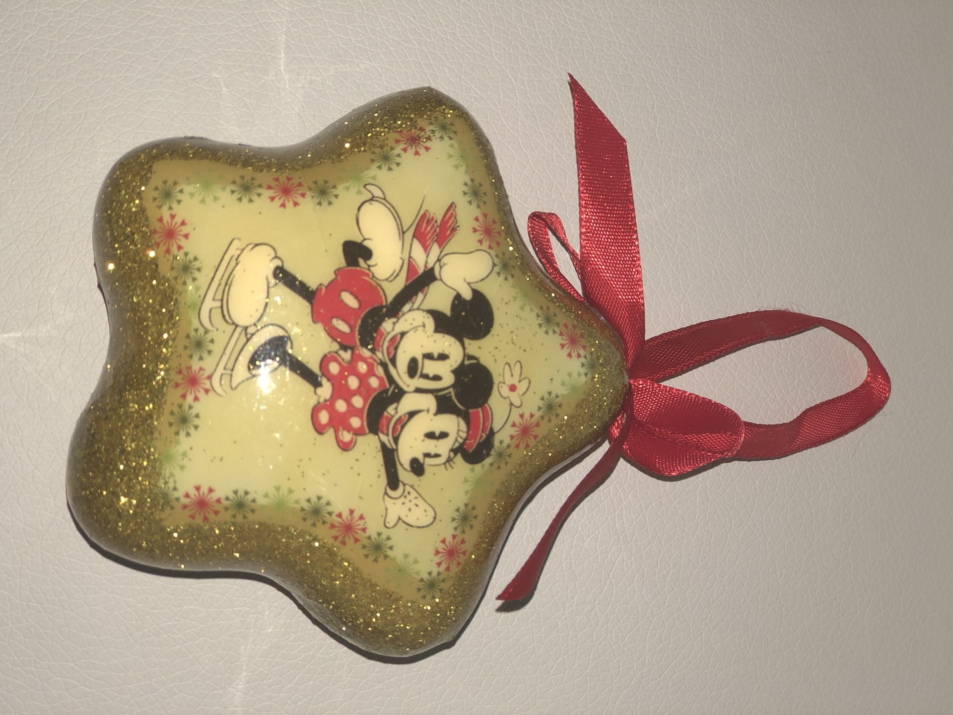 Disney Mickey & Minnie Mouse Skaters Glitter Star Tree Ornament B55