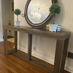 Large Sofa, Entryway Or Console Table Solid Rustic With Light Brown Grey Color