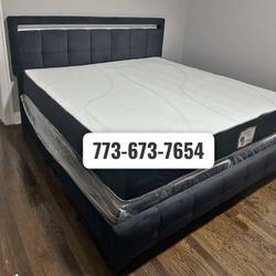 Queen Package Deal! Led Bed Frame With Mattress & Boxspring For Only $419 🚨 Ready For Delivery 🚚 