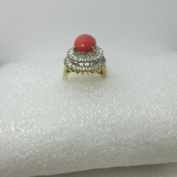 Vintage 14KT Coral Cocktail Ring