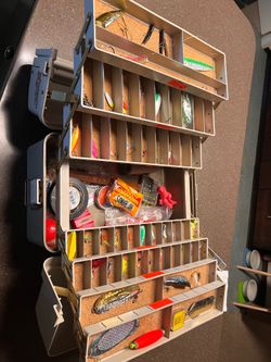 Six tier fishing box with gear