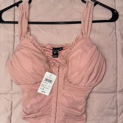 Brand New Windsor Pink Ruched Corset Top (Size Small)