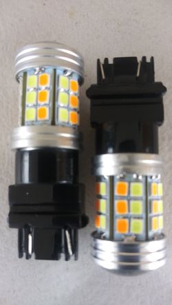 2PCS Leds Bulb Switchback T25 3157 7443 White/Amber Auto Led Light Dual Color LED Turn Signal Light 42smd 2835 P27 3057 12V