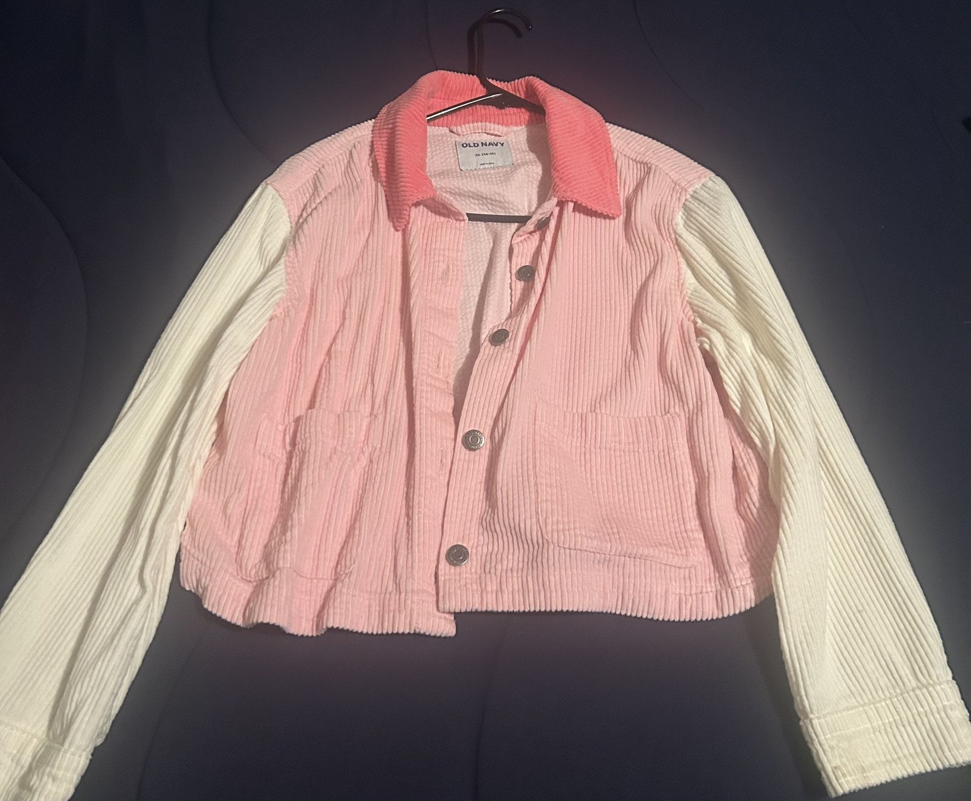 Pink Color-Block Corduroy Jacket for Girls