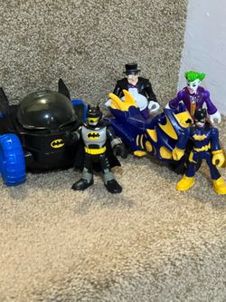 Imaginext DC comics lot Batman & Batgirl & Joker & Penguin & Rover & Motorcycle