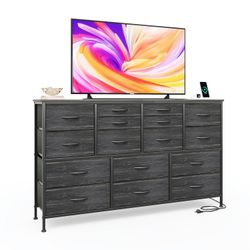 Dresser TV Stand with Power Outlet 60" TV Stands for Living Room Dresser for Bedroom with 16 Drawers for TV Stand with Storage for Bedroom Media TV Co