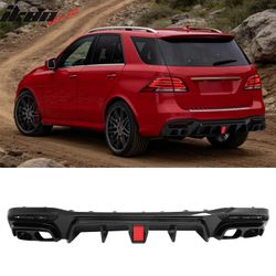 Fits 2016-2019 Benz GLE-Class GLS-Class Brabus Gloss Black Rear Diffuser Exhaust Tip