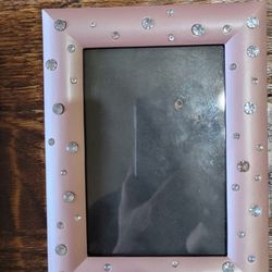 5 X7 WOOD GEM STONES PINK  FRAME