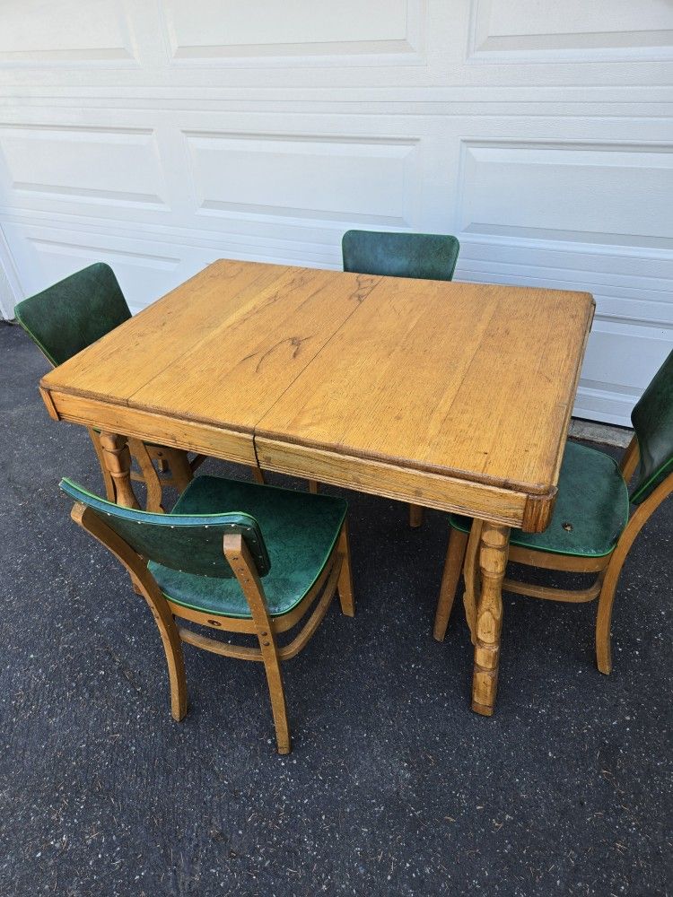 Vintage Oak Dining Table & Chairs