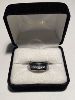 Tungsten Carbide Men’s Wedding Ring Band with CZ Stones Size 9