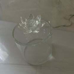 Crystal Container With Crystal Flower On Lid