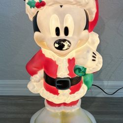 Disney Mickey Mouse Santa Christmas Blow Mold Light Up Decor 24" Lights Up Works