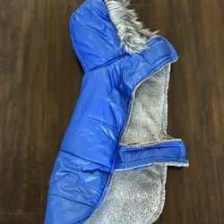 TOP PAW Blue Dog Coat Jacket Fur Trim Hood
