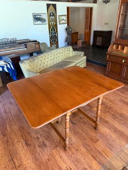Vintage Wood Drop-Leaf Dining Table