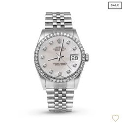 18k White Gold 36mm Diamond bezel Rolex w Pearl Face no box or papers