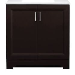 Willowridge 30.5 in. W x 18.75 in. D x 34.375 in. H Single Sink Bath Vanity in Carob with White Cultured Marble Top