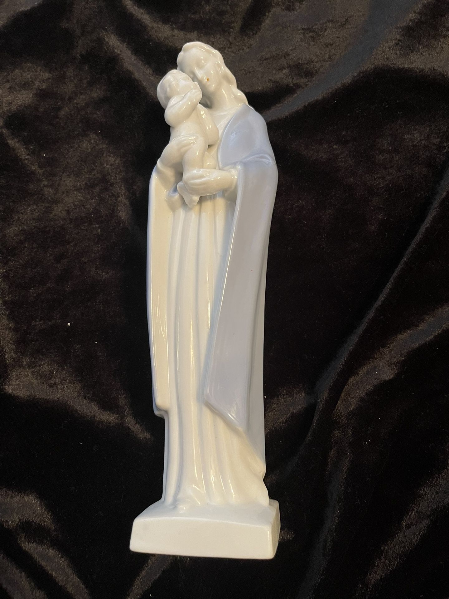 Pale Blue & White Madonna & Child 10” Porcelain