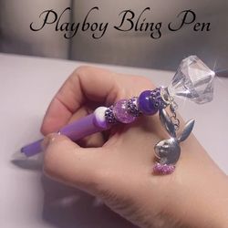Playboy Pen Purple Crystal Stylish  Black Ink 