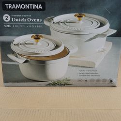 Tramontina Enameled Cast Iron 4Qt & 6Qt Dutch Ovens In White